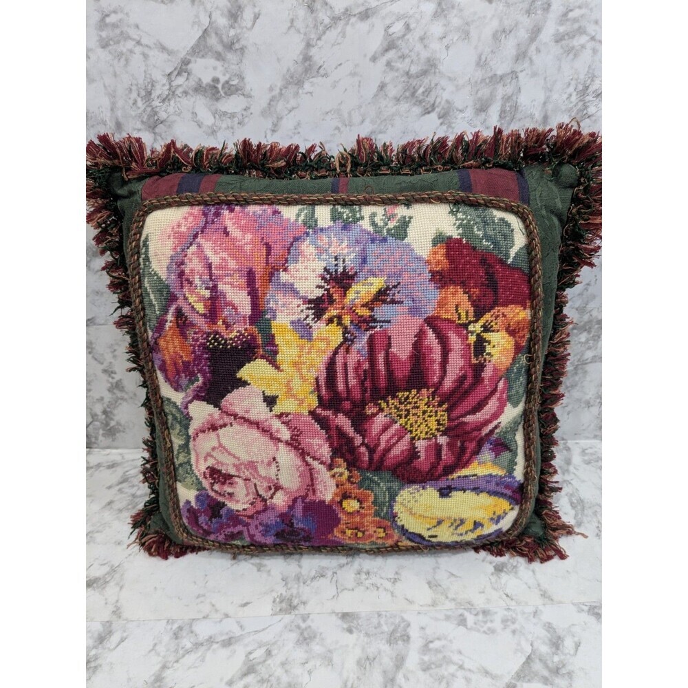Ehrman Tapestries Needlepoint Posy Of Flowers Completed Pillow 18"x18"